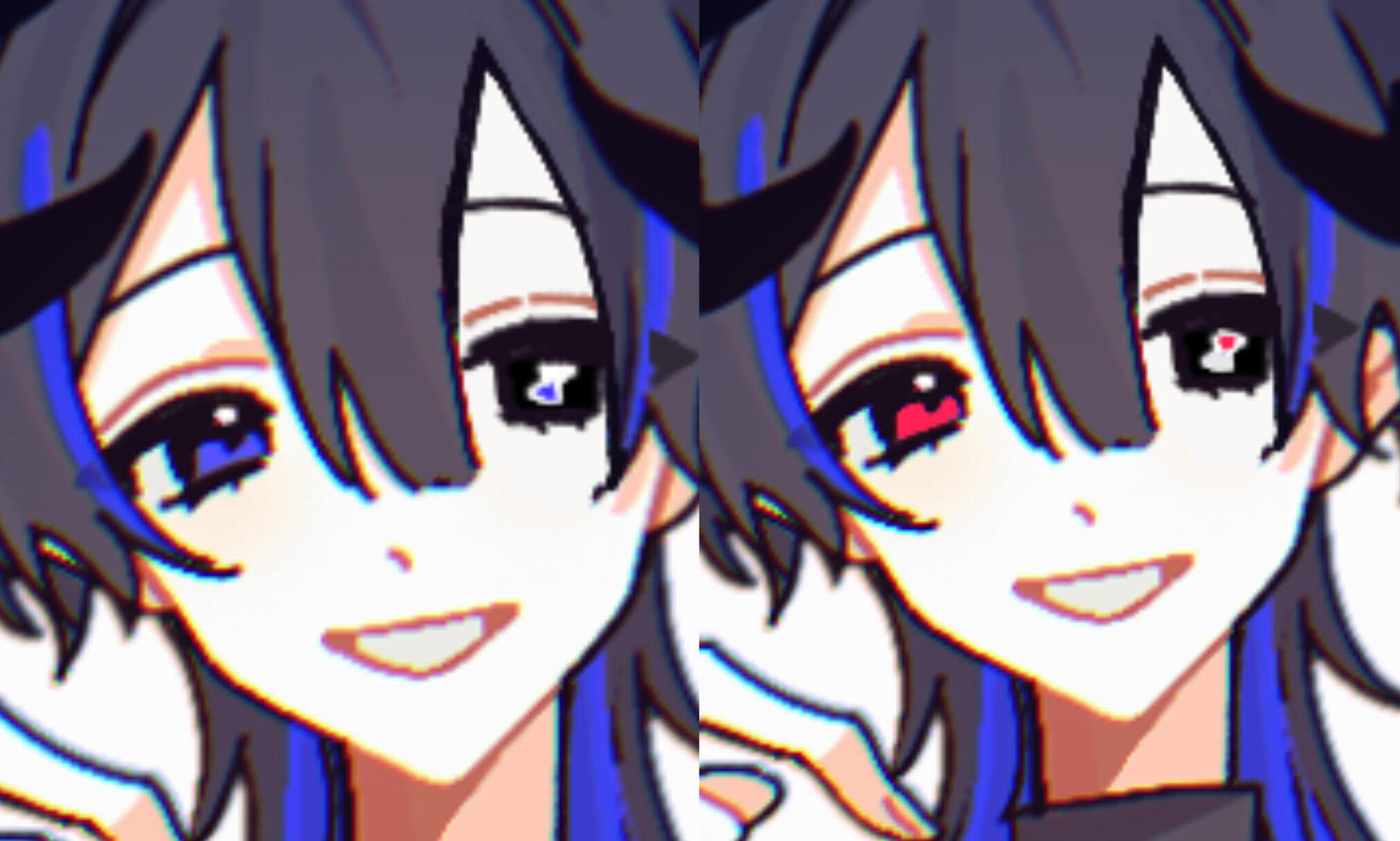 眼睛變色時 沙子的位置也不同